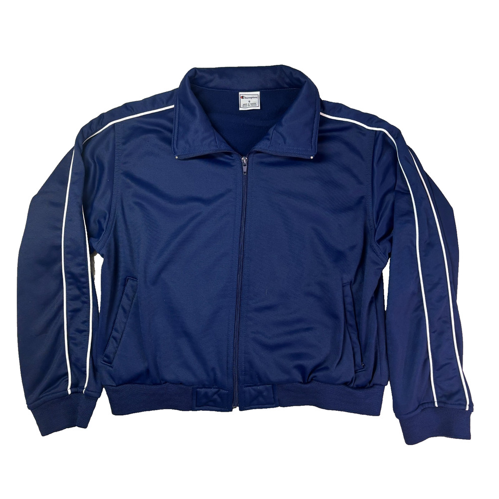 Vintage Champion Jacket Small Blue Track Full Zip 90s Made In Taiwan